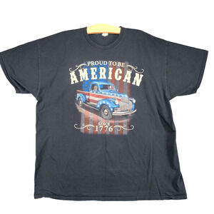 Fruit Of The Loom Men's Proud To Be American Graphic T-Shirt Black 2XL Cotton